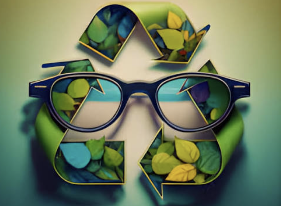 Recycling symbol with eyeglasses